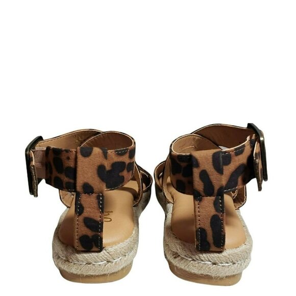 Journee Womens Trinity Leopard Open Toe Buckle Espadrille Flat Sandals Size 7 - Picture 6 of 10